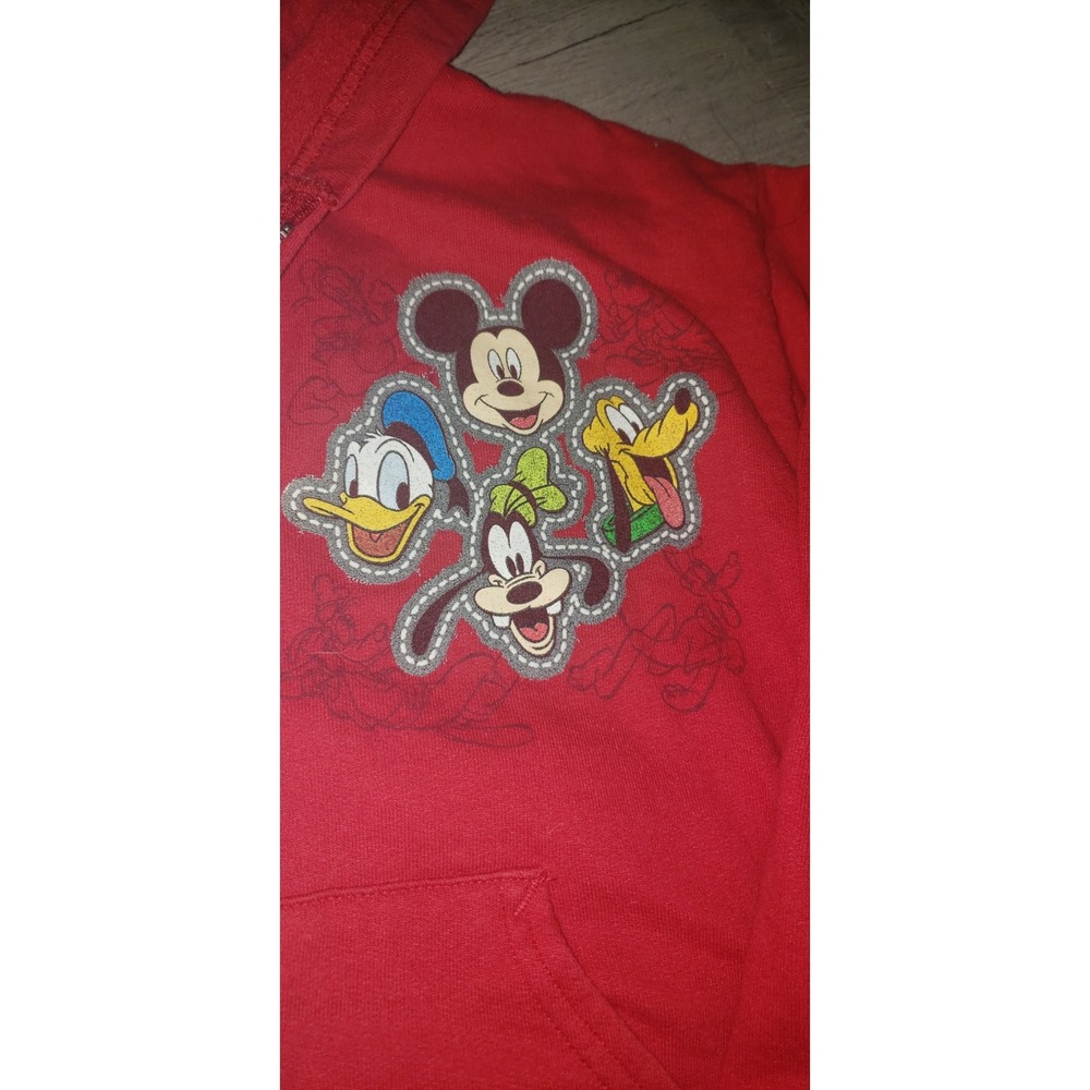 Disney Parks Hanes Red Zip Up Hoodie Mickey Donald Goofy Pluto Medium